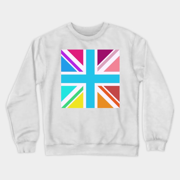 Square Union Jack Flag Multicolored Crewneck Sweatshirt by NataliePaskell